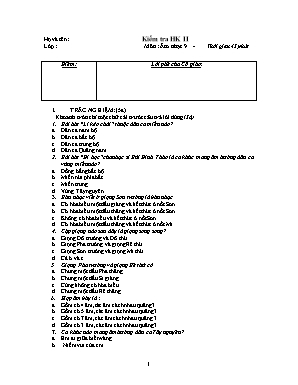 Đề kiểm tra học kỳ 2 môn Âm nhạc Lớp 9